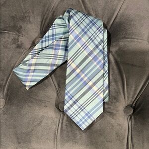 Class Club Aqua and Blue Plaid Kids Tie